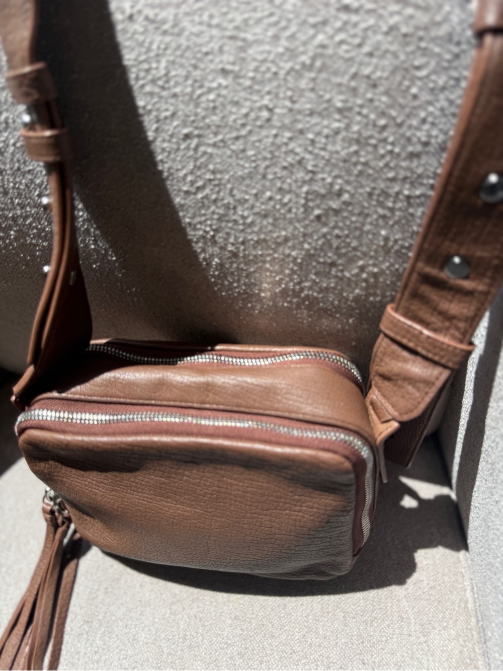 All Saints Tan-Brown Leather Messenger Bag - Picture 5 of 15